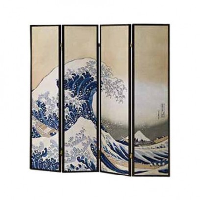 Hokusai-Big Wave Shoji 4 Panel Room Divider 